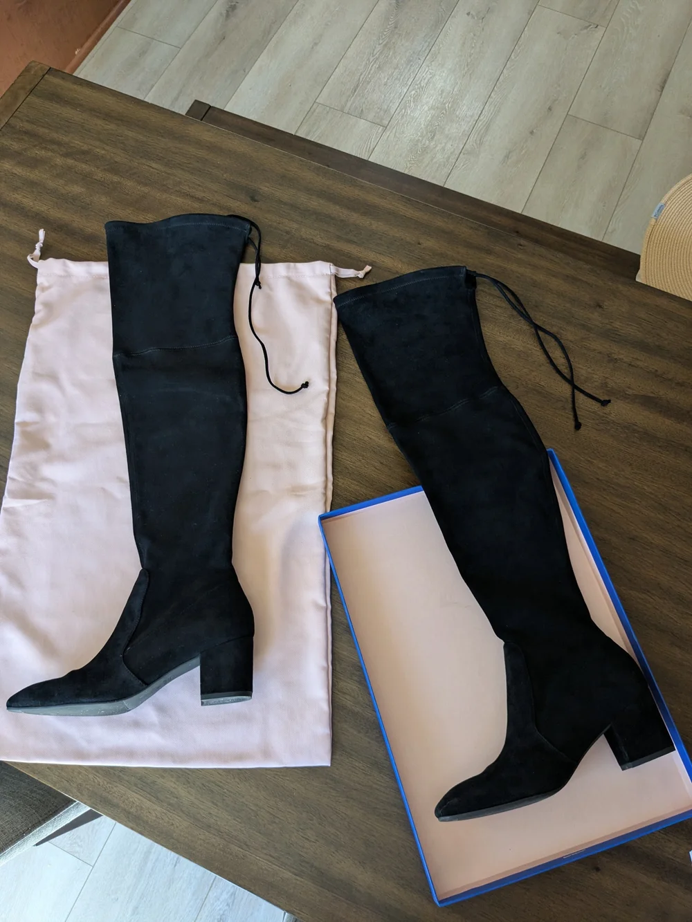 Stuart Weitzman Irena Over-the-Knee OTK Suede, Black Suede Boots, Size 9.5 B EUC